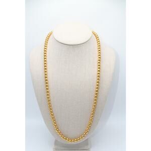 Vintage Monet Gold Bead Necklace 25" Long Strand Chain Classic